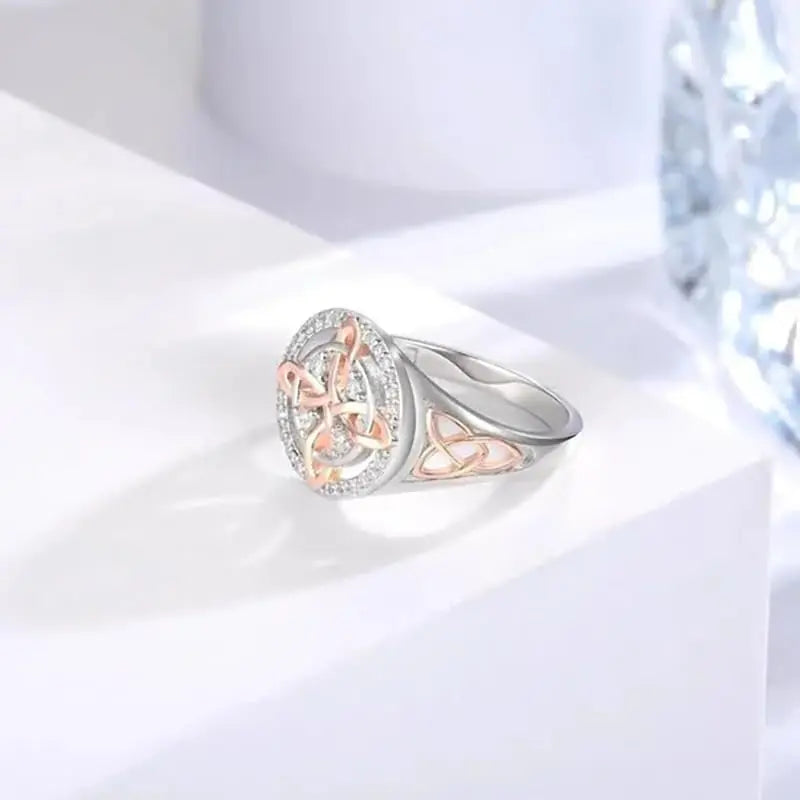 Women'S Witch Protection Knot Ring, Retro Witch Return Knot Band with Sparkling Cubic Zirconia, Stylish Amulet Jewelry Gift for Ladies