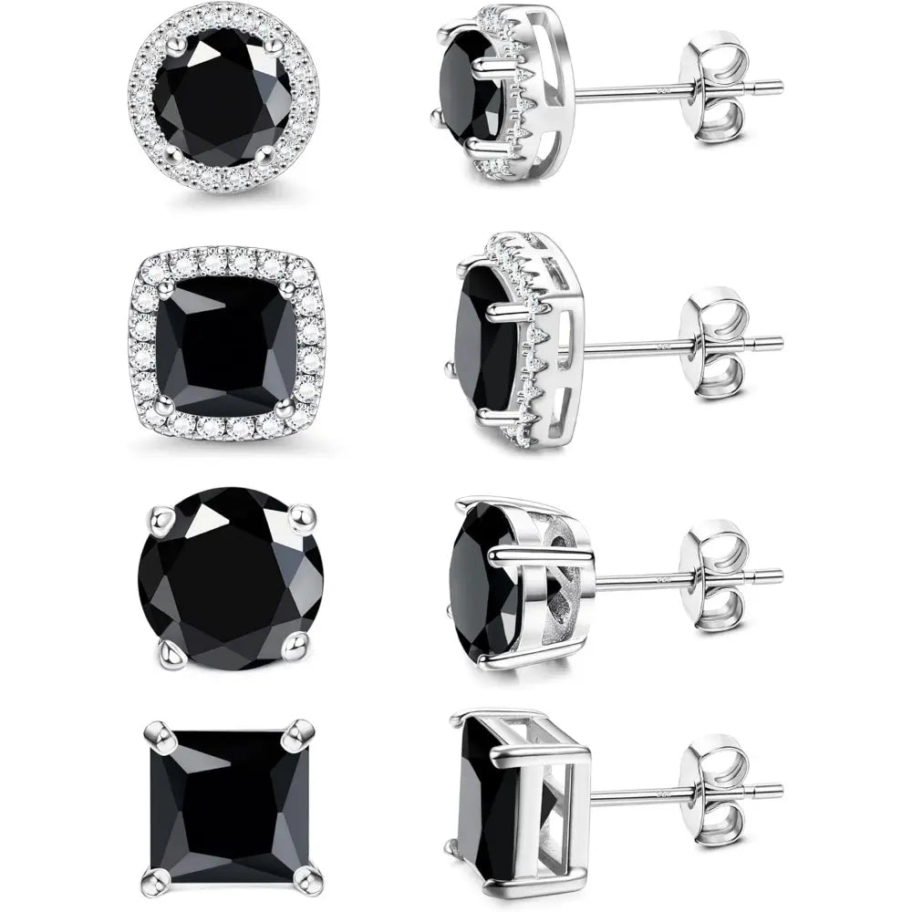 MILACOLATO Cubic Zirconia Stud Earrings Hypoallergenic 925 Sterling Silver Post Earrings Big Brilliant Stud Earrings for Women Men, Men'S Accessories, Gifts for Boyfriend