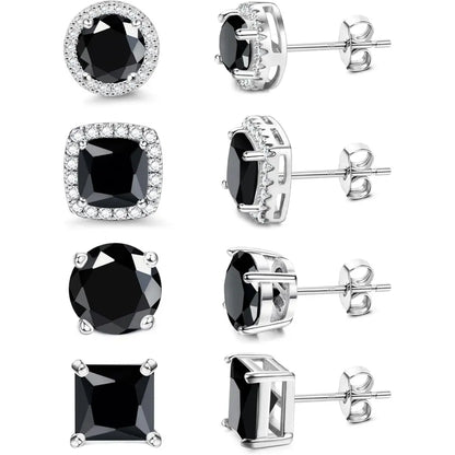 MILACOLATO Cubic Zirconia Stud Earrings Hypoallergenic 925 Sterling Silver Post Earrings Big Brilliant Stud Earrings for Women Men, Men'S Accessories, Gifts for Boyfriend