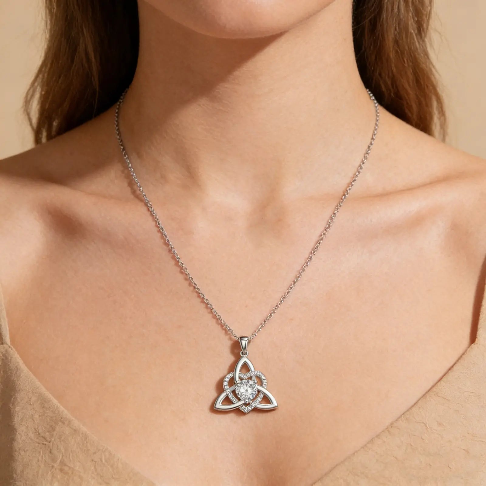 KISSFOO Witch Knot Heart Necklace for Women Celtic Symbol Protection Accessory