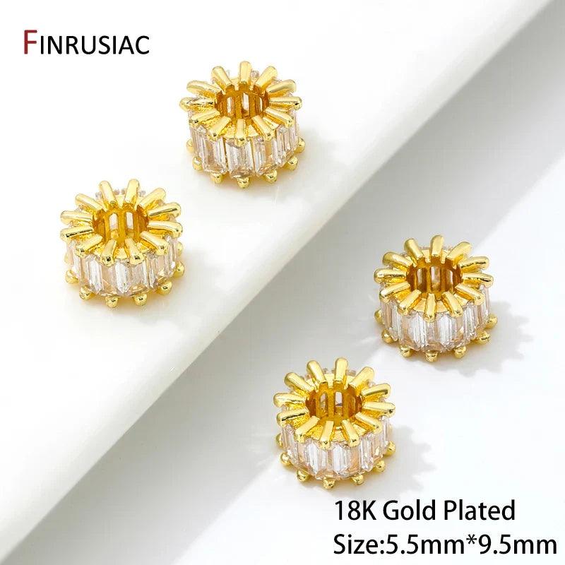 18K Gold Plated Zircon Spacer Beads