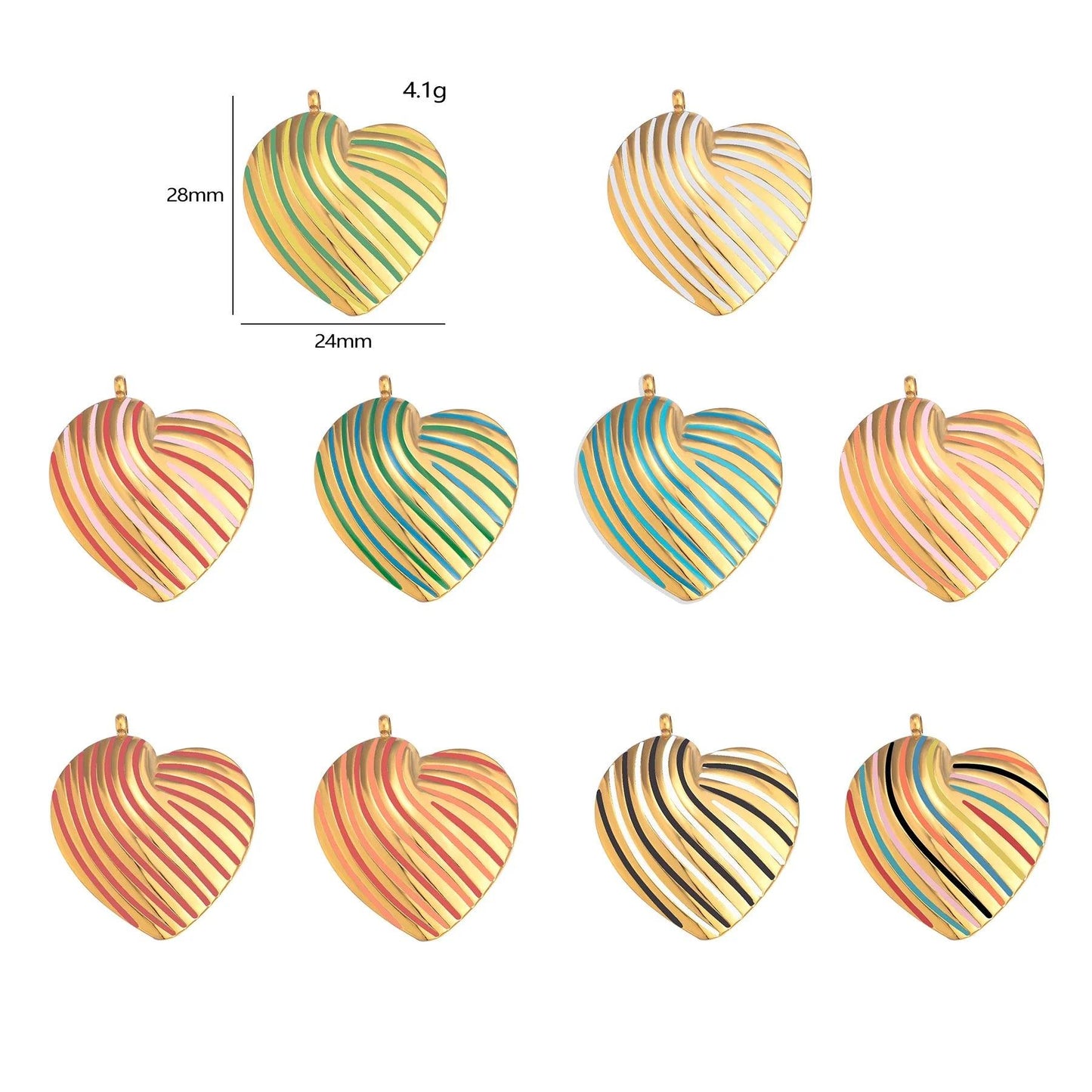 10PCS 18K Gold Heart Charms