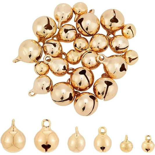 30pcs 18K Gold Plated Brass Bell Charms