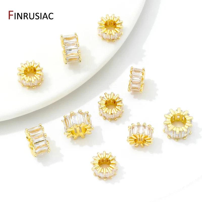 18K Gold Plated Zircon Spacer Beads