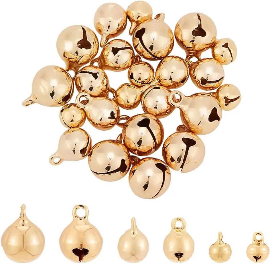 30pcs 18K Gold Plated Brass Bell Charms