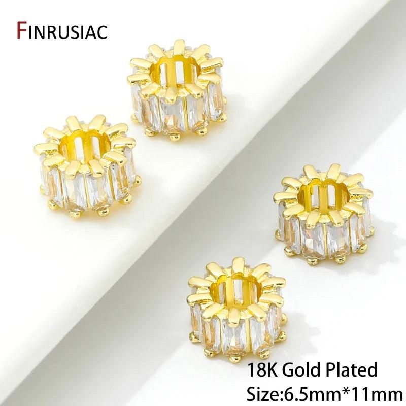 18K Gold Plated Zircon Spacer Beads