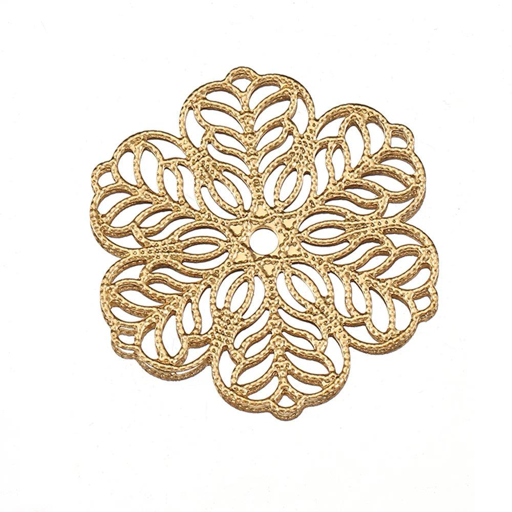 20pcs Stainless Steel Flower Filigree Pendants