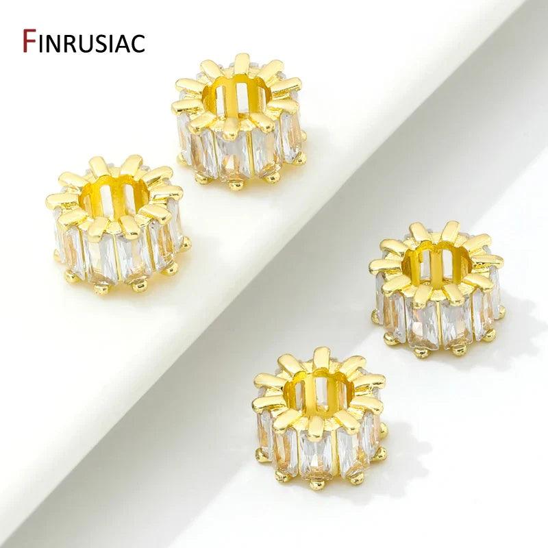 18K Gold Plated Zircon Spacer Beads