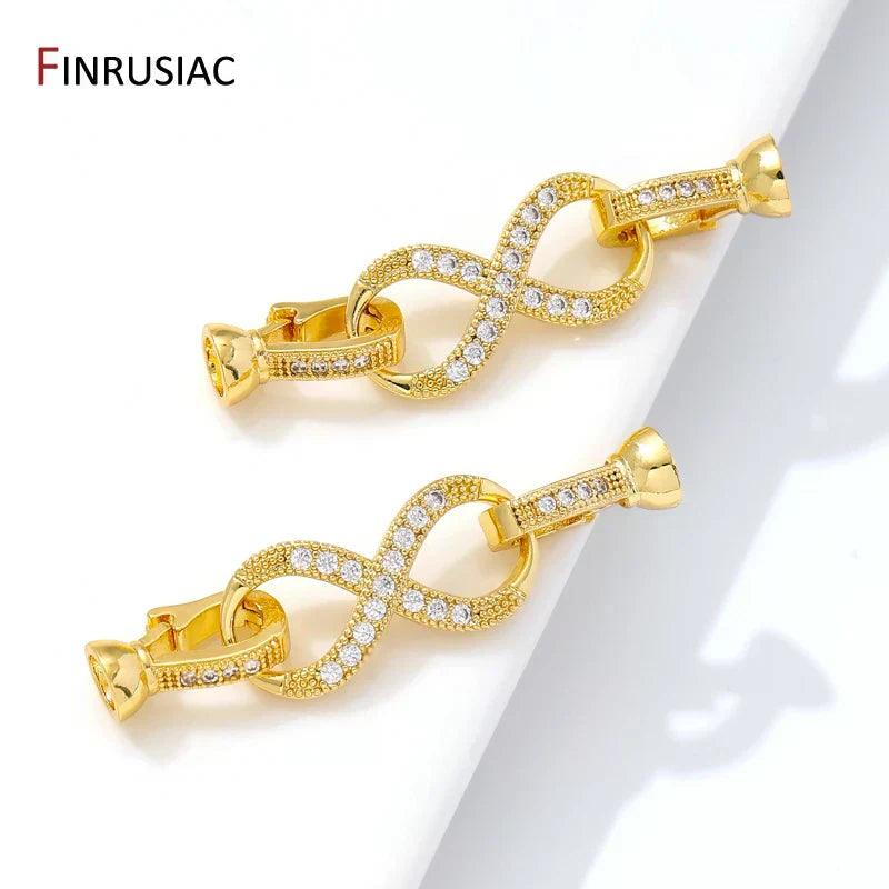 18K Gold-Plated Zircon & Pearl Lock Clasps for DIY Jewelry - Jewelry 4 you