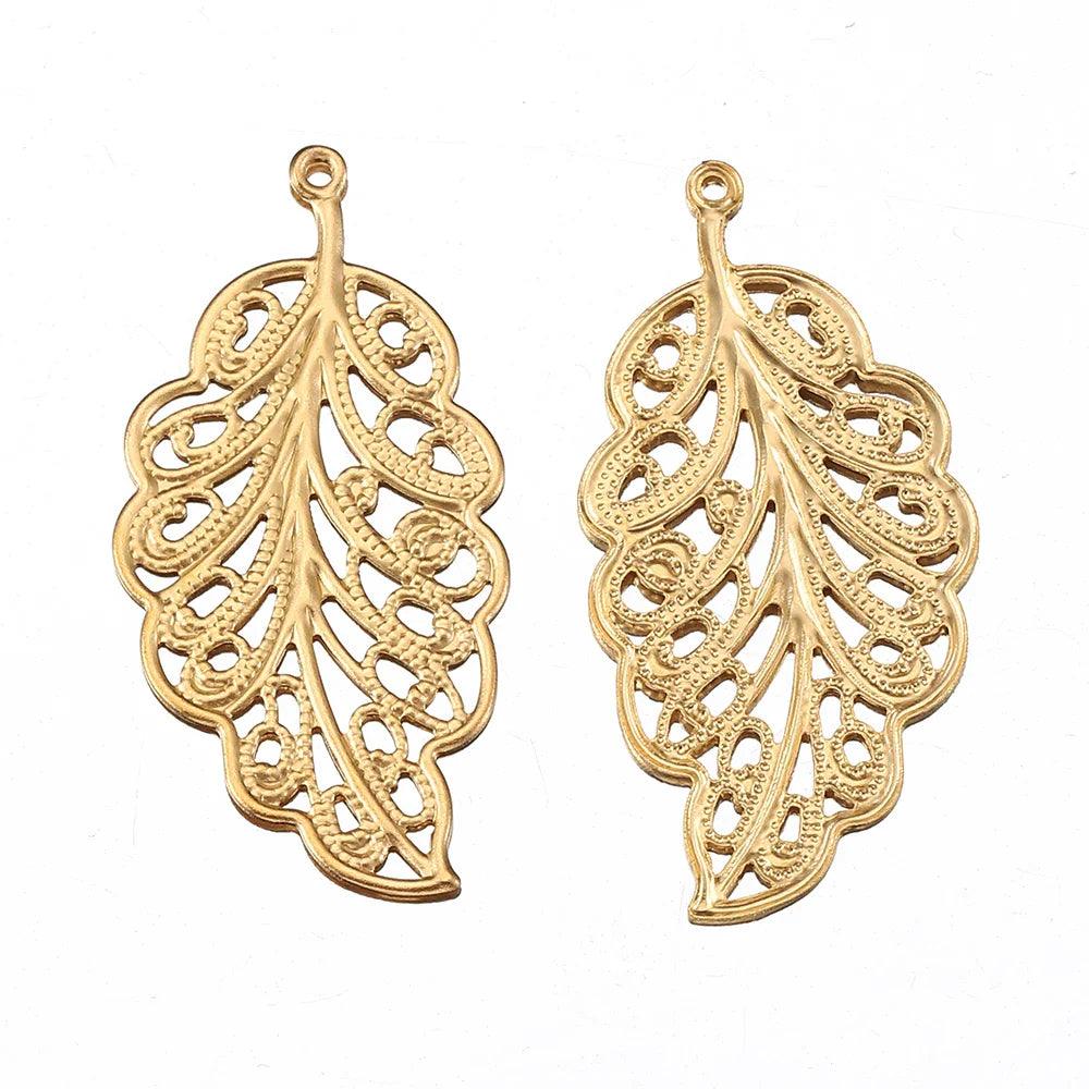 20pcs Stainless Steel Flower Filigree Pendants