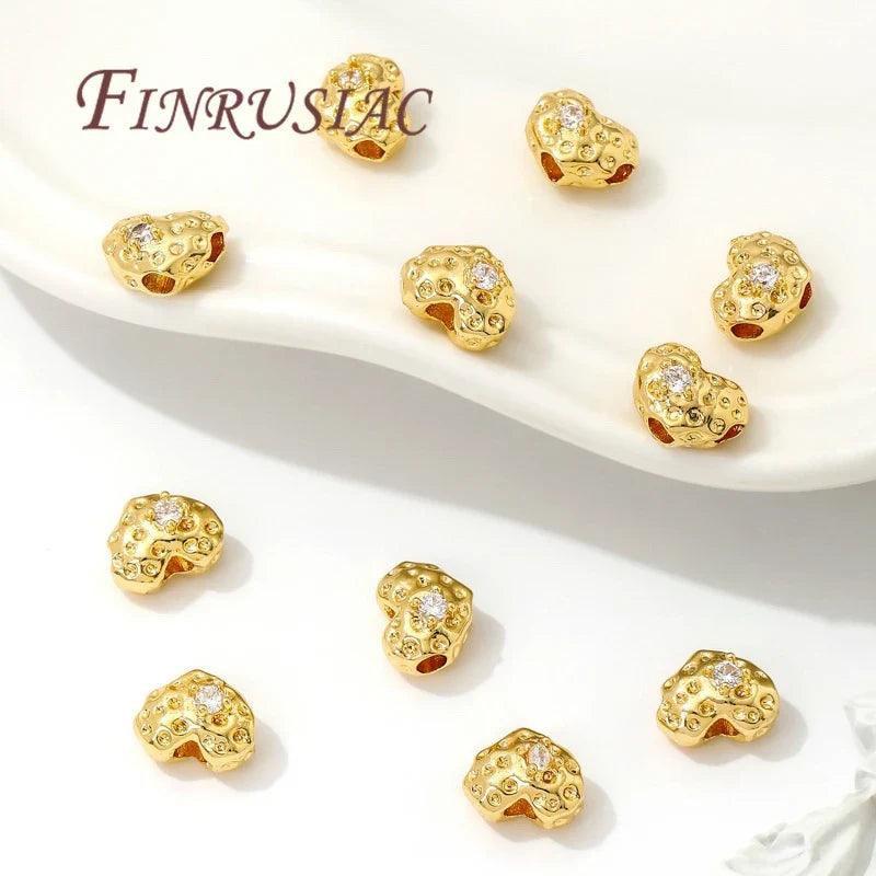 18K Gold Plated Heart Spacer Beads for DIY Jewelry - Jewelry 4 you