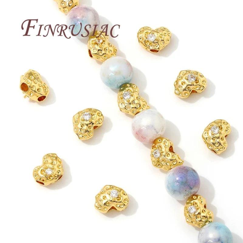 18K Gold Plated Heart Spacer Beads for DIY Jewelry - Jewelry 4 you