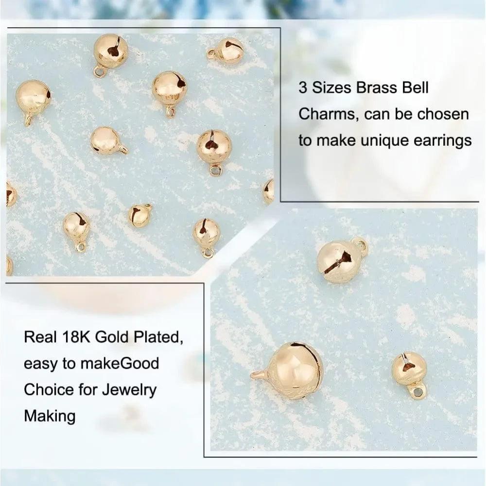 30pcs 18K Gold Plated Brass Bell Charms