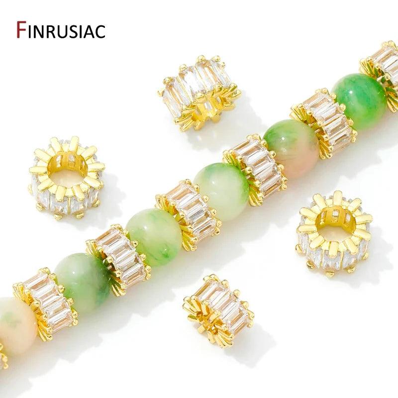 18K Gold Plated Zircon Spacer Beads