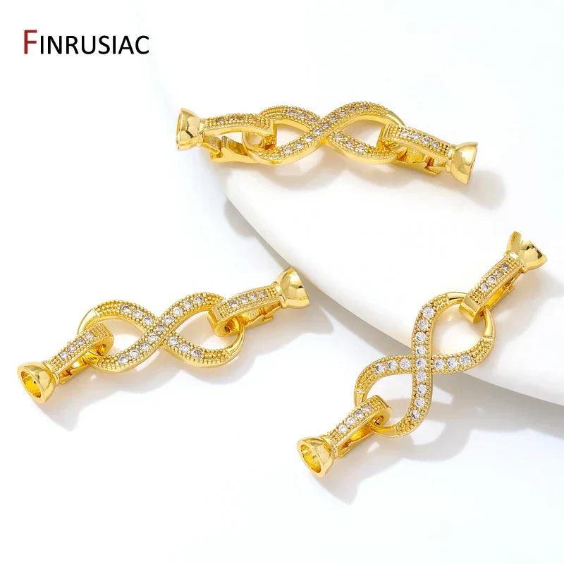 18K Gold-Plated Zircon & Pearl Lock Clasps for DIY Jewelry - Jewelry 4 you