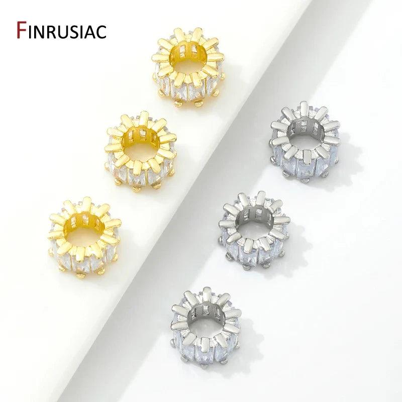 18K Gold Plated Zircon Spacer Beads