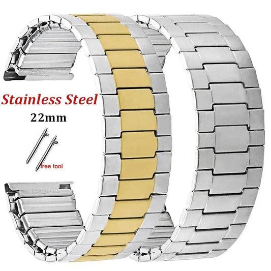 22mm Elastic Stainless Steel Watch Strap for Seiko, Huawei, Omega - Jewelry 4 you