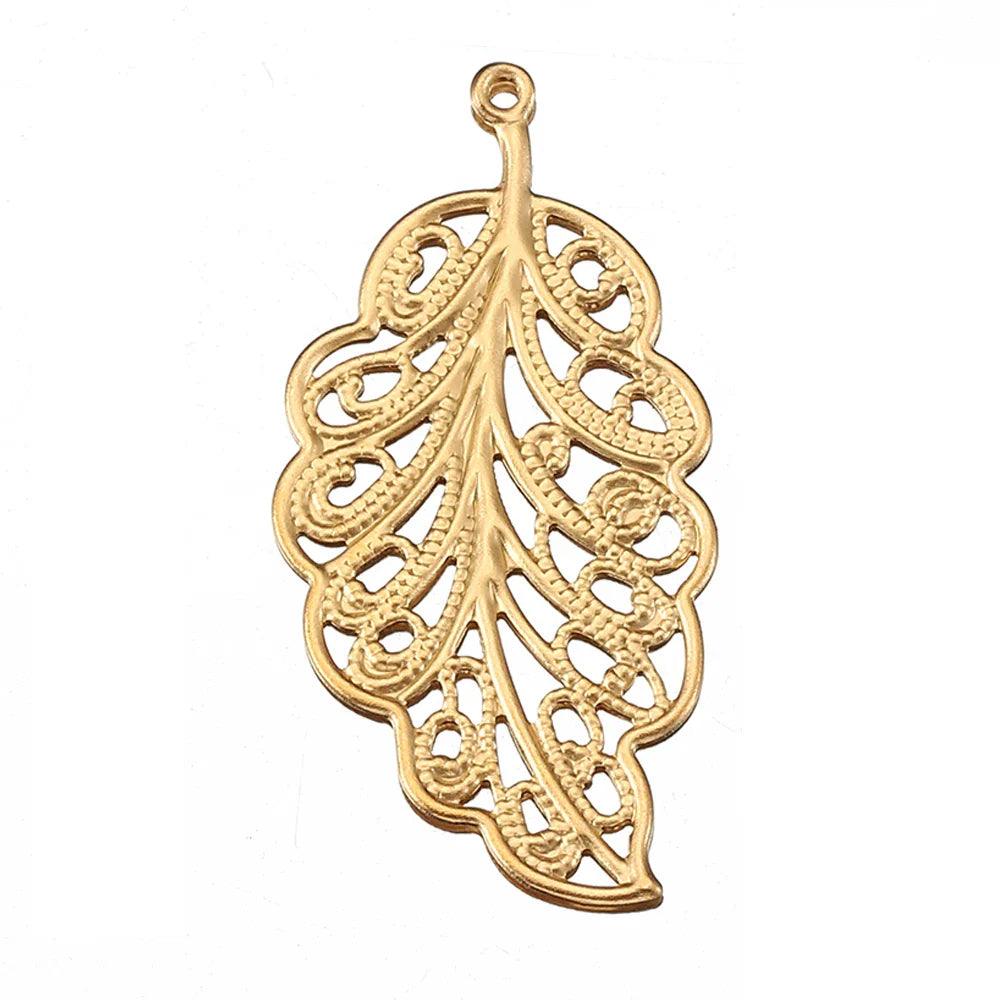 20pcs Stainless Steel Flower Filigree Pendants