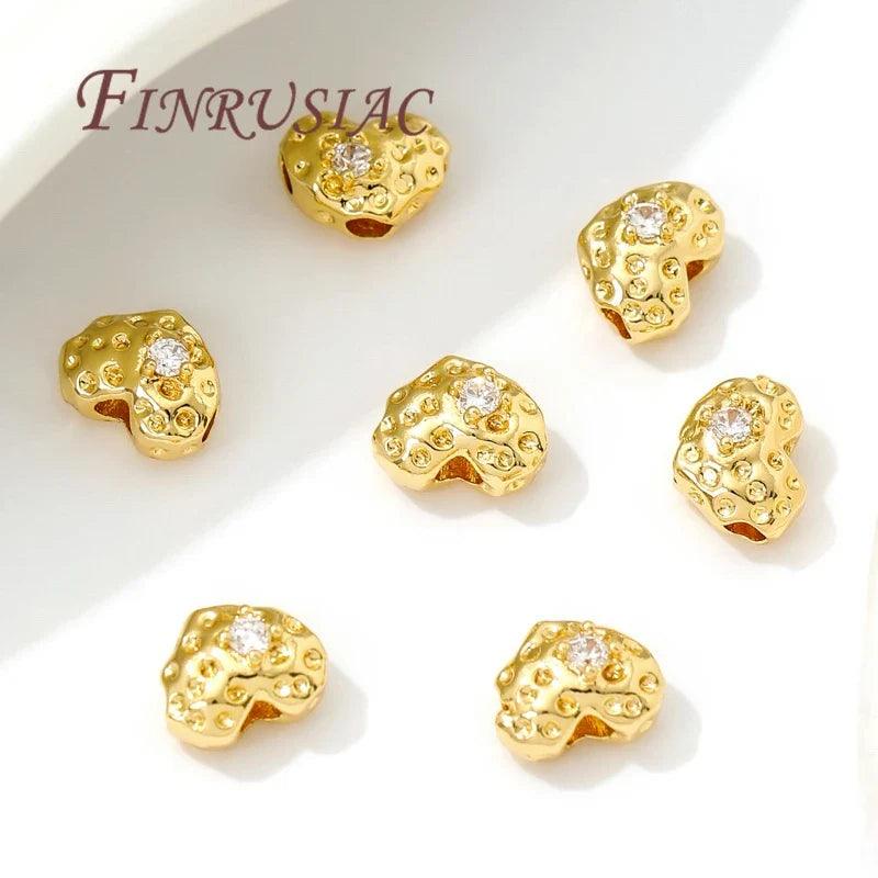 18K Gold Plated Heart Spacer Beads for DIY Jewelry - Jewelry 4 you