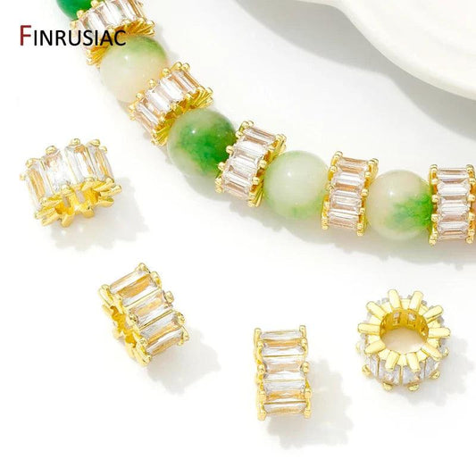 18K Gold Plated Zircon Spacer Beads