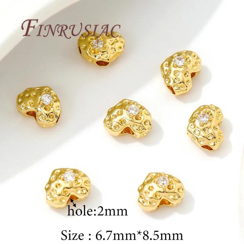 18K Gold Plated Heart Spacer Beads for DIY Jewelry - Jewelry 4 you