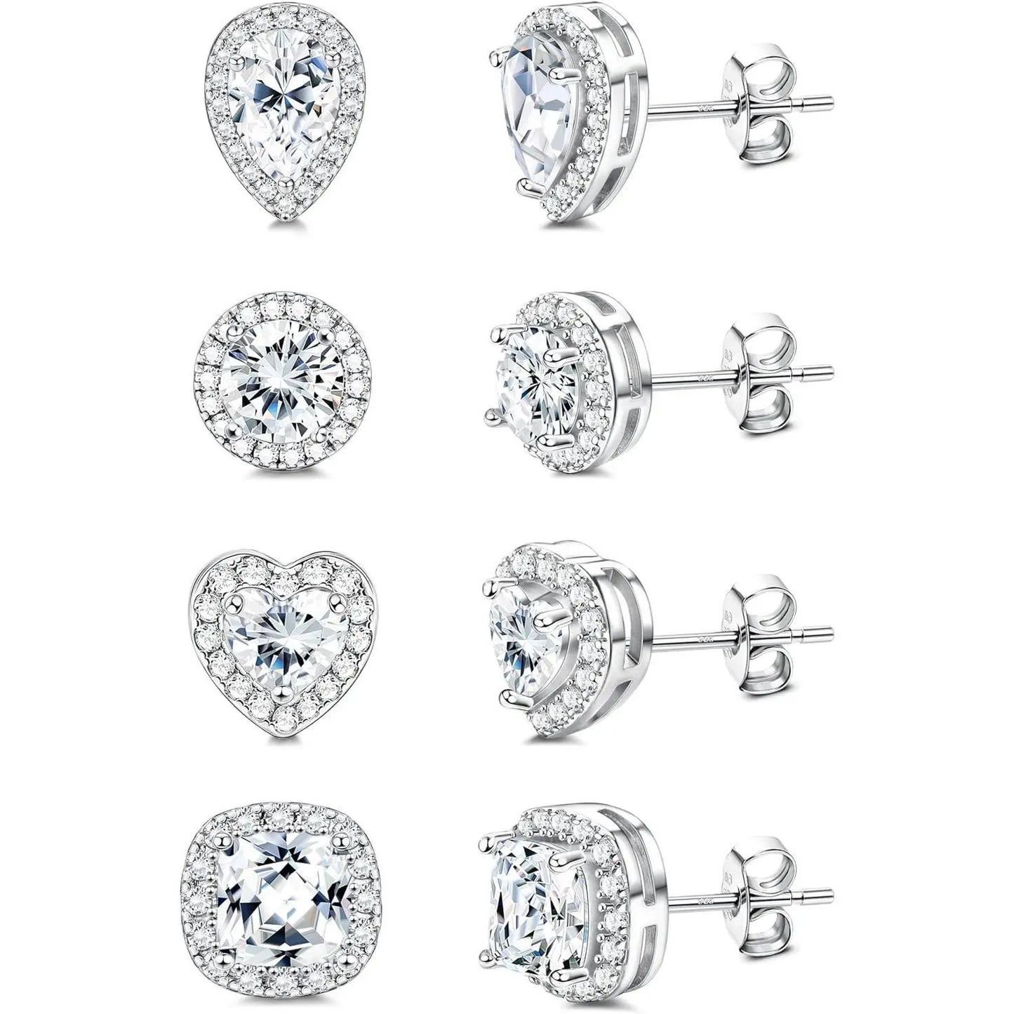 MILACOLATO Cubic Zirconia Stud Earrings Hypoallergenic 925 Sterling Silver Post Earrings Big Brilliant Stud Earrings for Women Men, Men'S Accessories, Gifts for Boyfriend