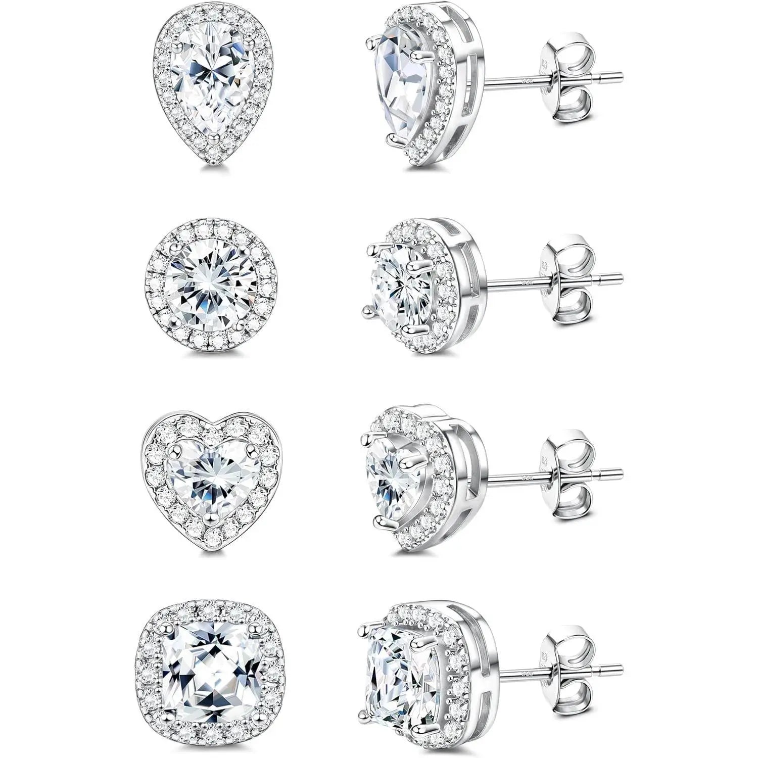 MILACOLATO Cubic Zirconia Stud Earrings Hypoallergenic 925 Sterling Silver Post Earrings Big Brilliant Stud Earrings for Women Men, Men'S Accessories, Gifts for Boyfriend