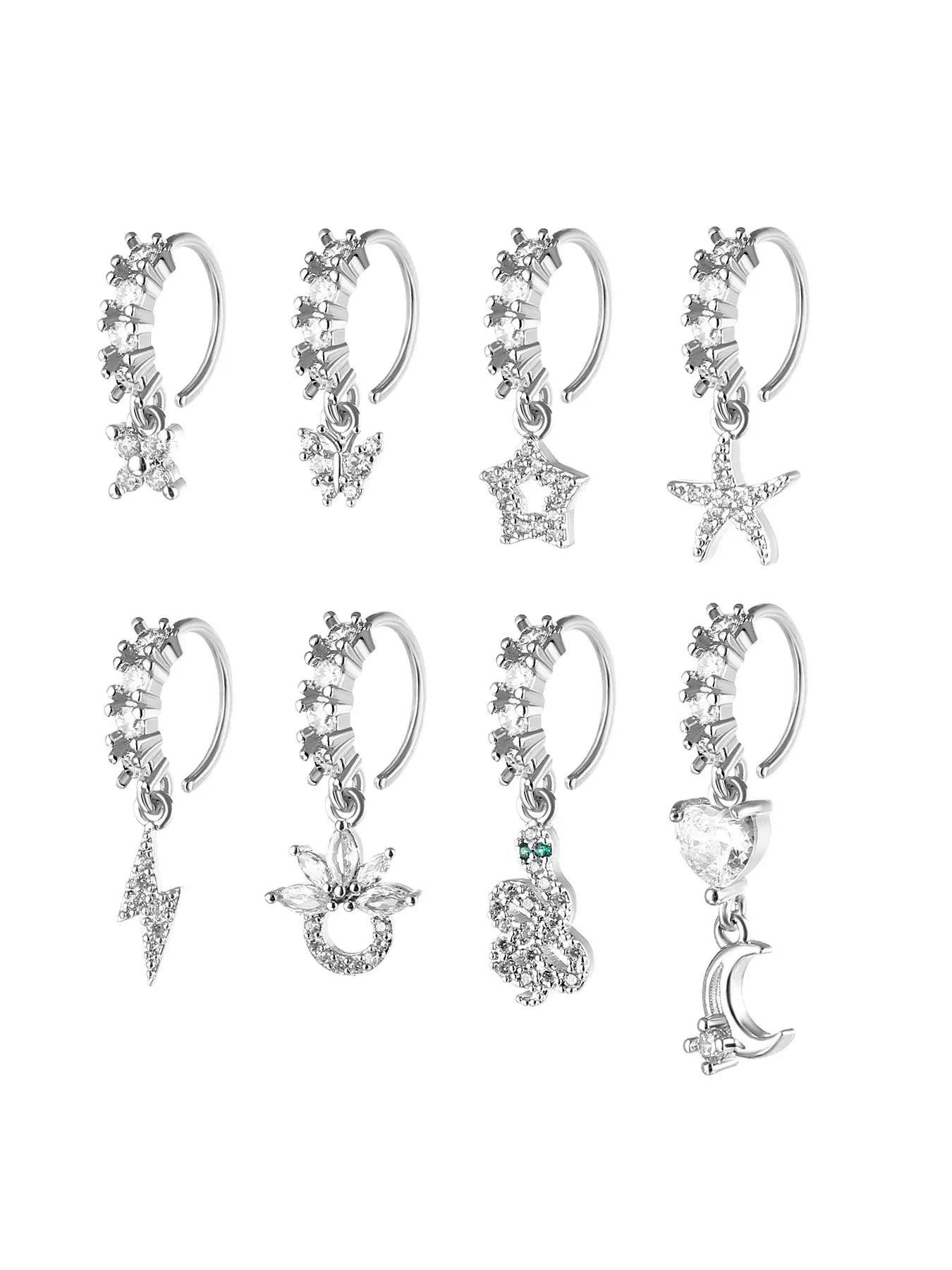 Women'S Elegant Artificial Zircon Decorated Nose Ring, Body Jewelry, Fashionable Nose Piercing Jewelry for Women & Girls, Trendy All-Match & Exquisite Jewelry for Birthday Gift