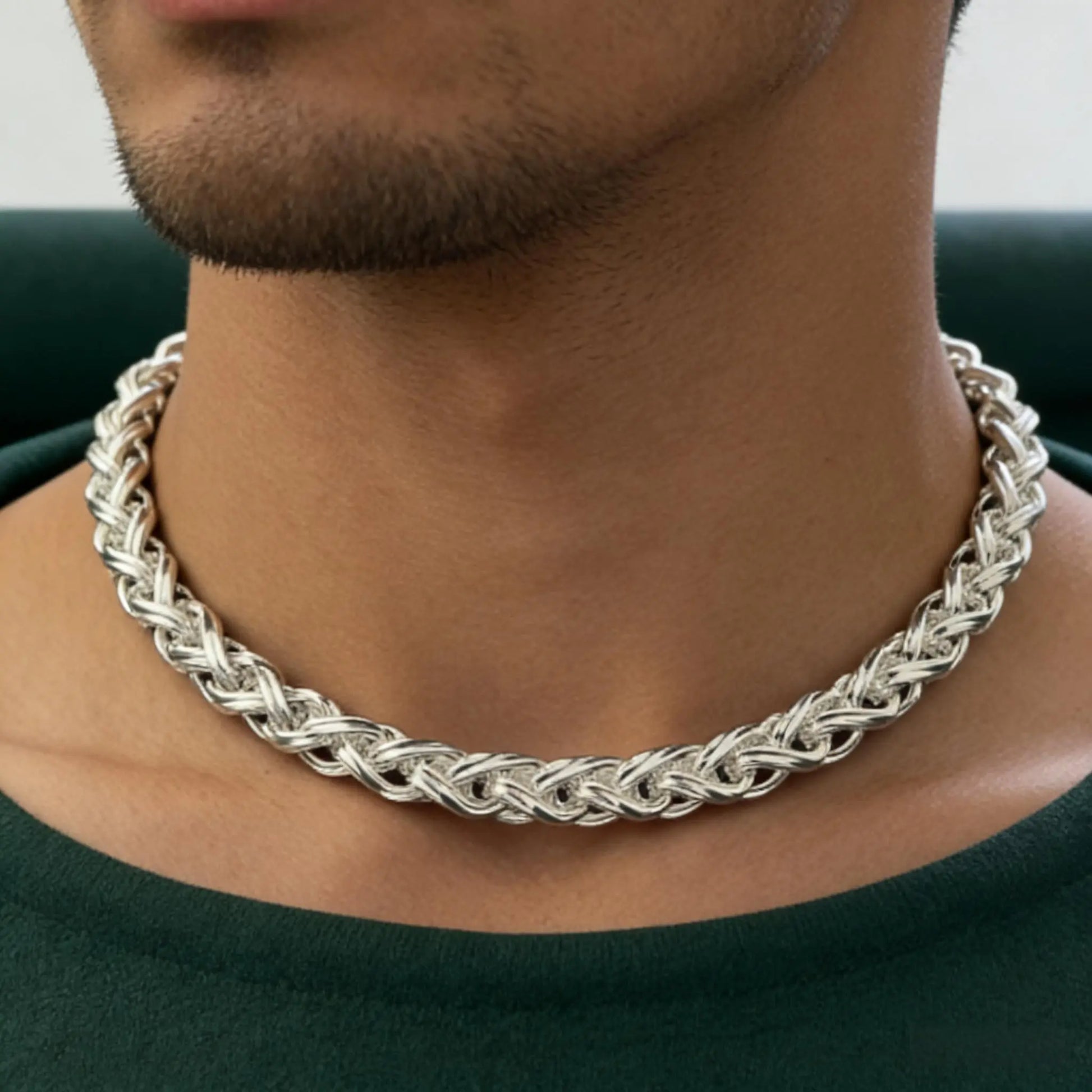 Premium 925 Sterling Silver Plated Wheat Chain Necklace, Hand Polished Braided Spiga Link Chain, Hypoallergenic Durable Everyday Jewelry for Men Women, 18/20/22/24 Inch, Birthday Christmas Anniversary Valentine'S Day Gift for Him Her