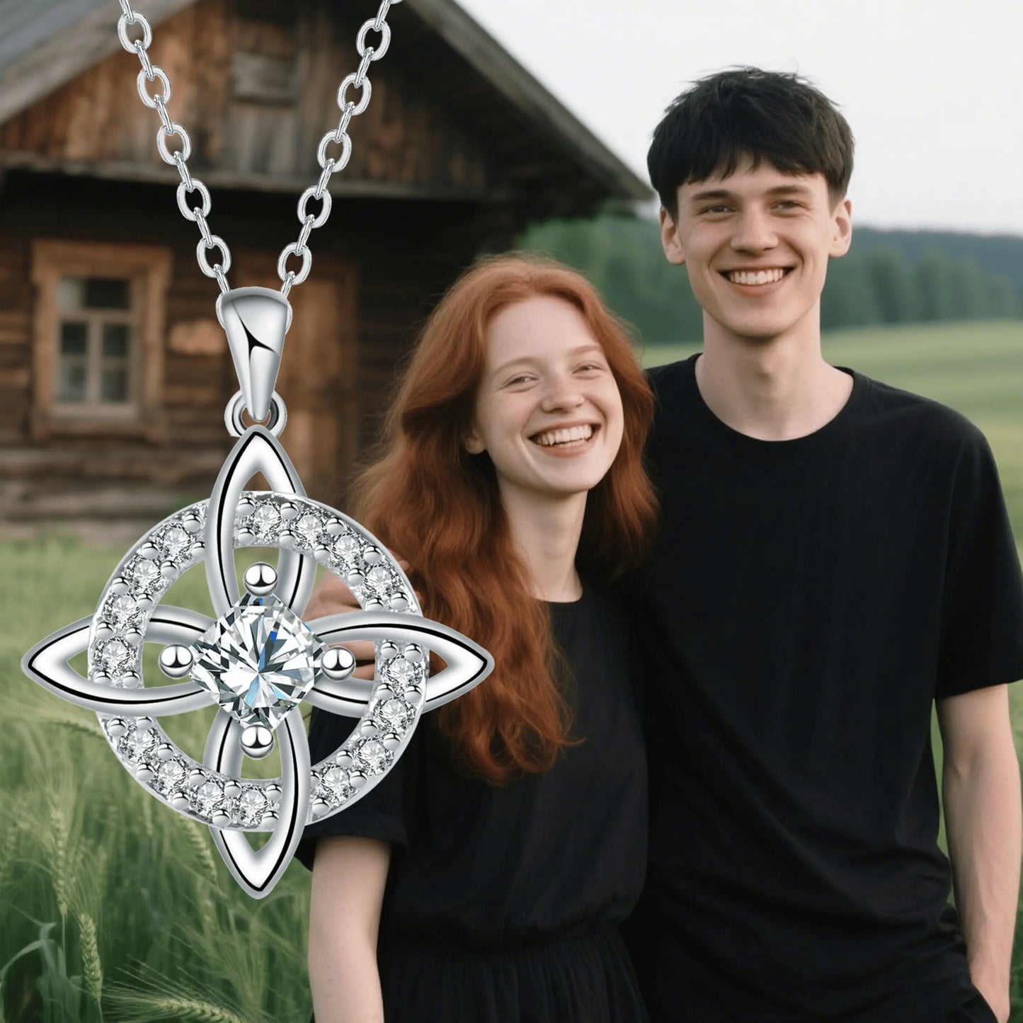 DRINSPER Witches Knot Cubic Zirconia Necklace Hecate Goddess of Witches with Celtic Knot Design Necklace Goddess Jewlery Collar De Amuleto De Proteción Pendientes Copper with Aritificial Gemstone Cubic Zirconia Fashion Jewelry Accessories Gift for Women
