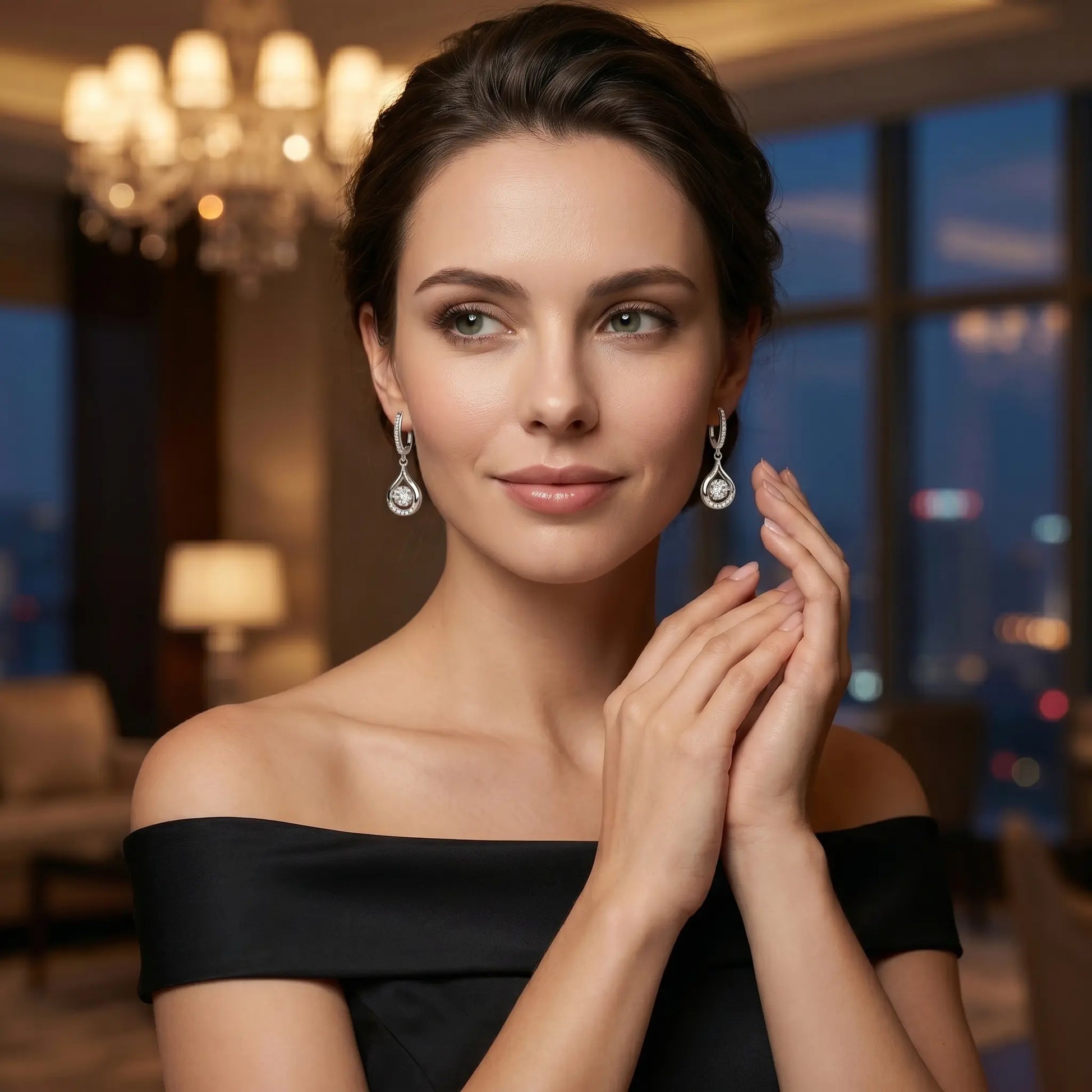 Gold & Silver Plated Teardrop Cubic Zirconia Huggie Earrings, Hypoallergenic Dangle Drop Earrings for Women, Anti-Tarnish Sparkling Waterfall Earrings for Daily/Party/Wedding, Trendy Statement Jewelry Gift