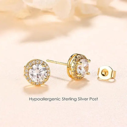 MILACOLATO Cubic Zirconia Stud Earrings Hypoallergenic 925 Sterling Silver Post Earrings Big Brilliant Stud Earrings for Women Men, Men'S Accessories, Gifts for Boyfriend