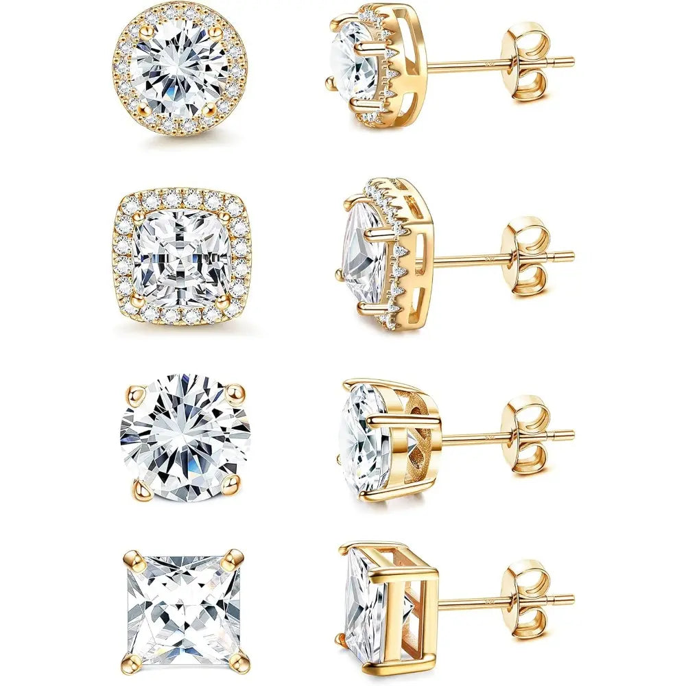 MILACOLATO Cubic Zirconia Stud Earrings Hypoallergenic 925 Sterling Silver Post Earrings Big Brilliant Stud Earrings for Women Men, Men'S Accessories, Gifts for Boyfriend