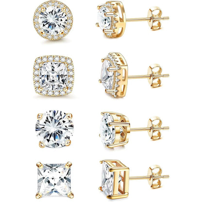 MILACOLATO Cubic Zirconia Stud Earrings Hypoallergenic 925 Sterling Silver Post Earrings Big Brilliant Stud Earrings for Women Men, Men'S Accessories, Gifts for Boyfriend