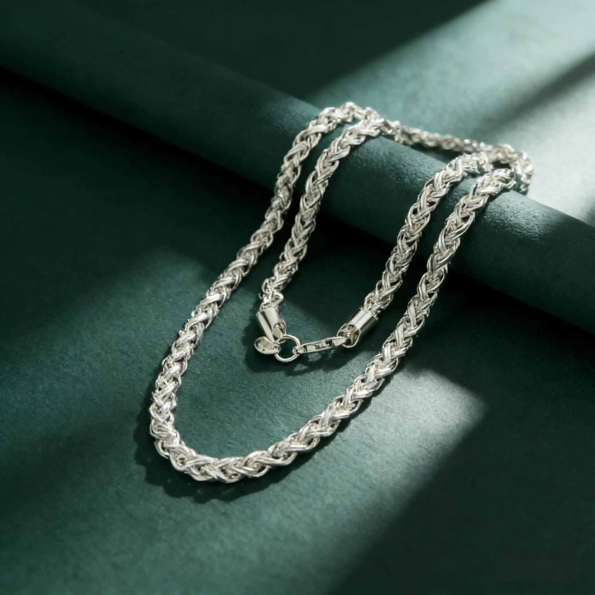 Premium 925 Sterling Silver Plated Wheat Chain Necklace, Hand Polished Braided Spiga Link Chain, Hypoallergenic Durable Everyday Jewelry for Men Women, 18/20/22/24 Inch, Birthday Christmas Anniversary Valentine'S Day Gift for Him Her
