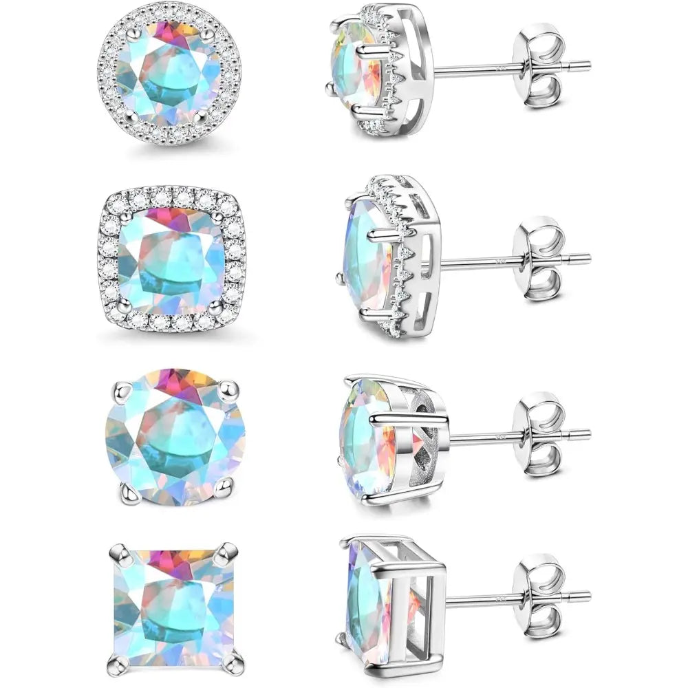 MILACOLATO Cubic Zirconia Stud Earrings Hypoallergenic 925 Sterling Silver Post Earrings Big Brilliant Stud Earrings for Women Men, Men'S Accessories, Gifts for Boyfriend