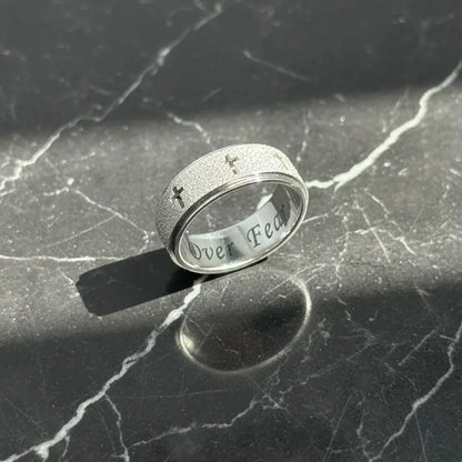Faith over Fear Cross Spinner Ring-Rotating Anxiety Relief Ring for Men & Women, Stress Relief Fidget Jewelry, Perfect Gift