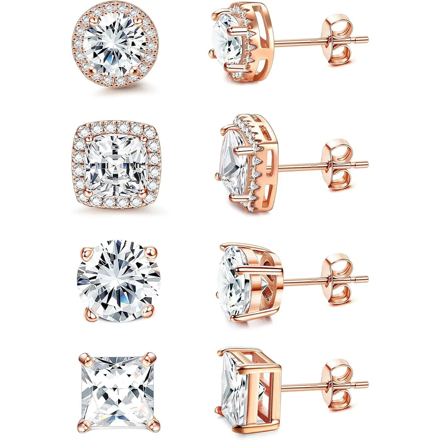 MILACOLATO Cubic Zirconia Stud Earrings Hypoallergenic 925 Sterling Silver Post Earrings Big Brilliant Stud Earrings for Women Men, Men'S Accessories, Gifts for Boyfriend