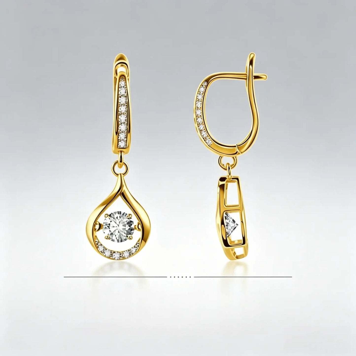 Gold & Silver Plated Teardrop Cubic Zirconia Huggie Earrings, Hypoallergenic Dangle Drop Earrings for Women, Anti-Tarnish Sparkling Waterfall Earrings for Daily/Party/Wedding, Trendy Statement Jewelry Gift