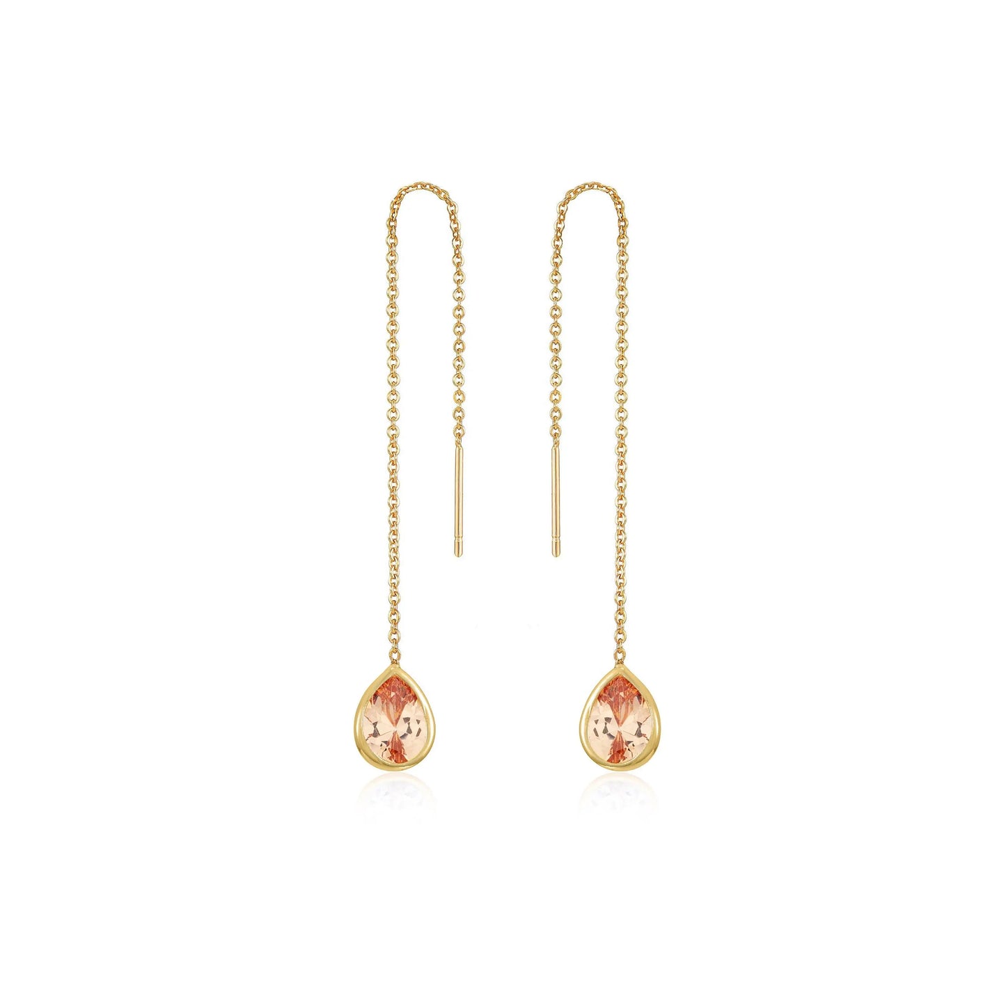 Ettika Barely There Chain and Crystal Dangle Earrings – 18K Gold Plated or Rhodium Threader Earrings with Cubic Zirconia Sparkle