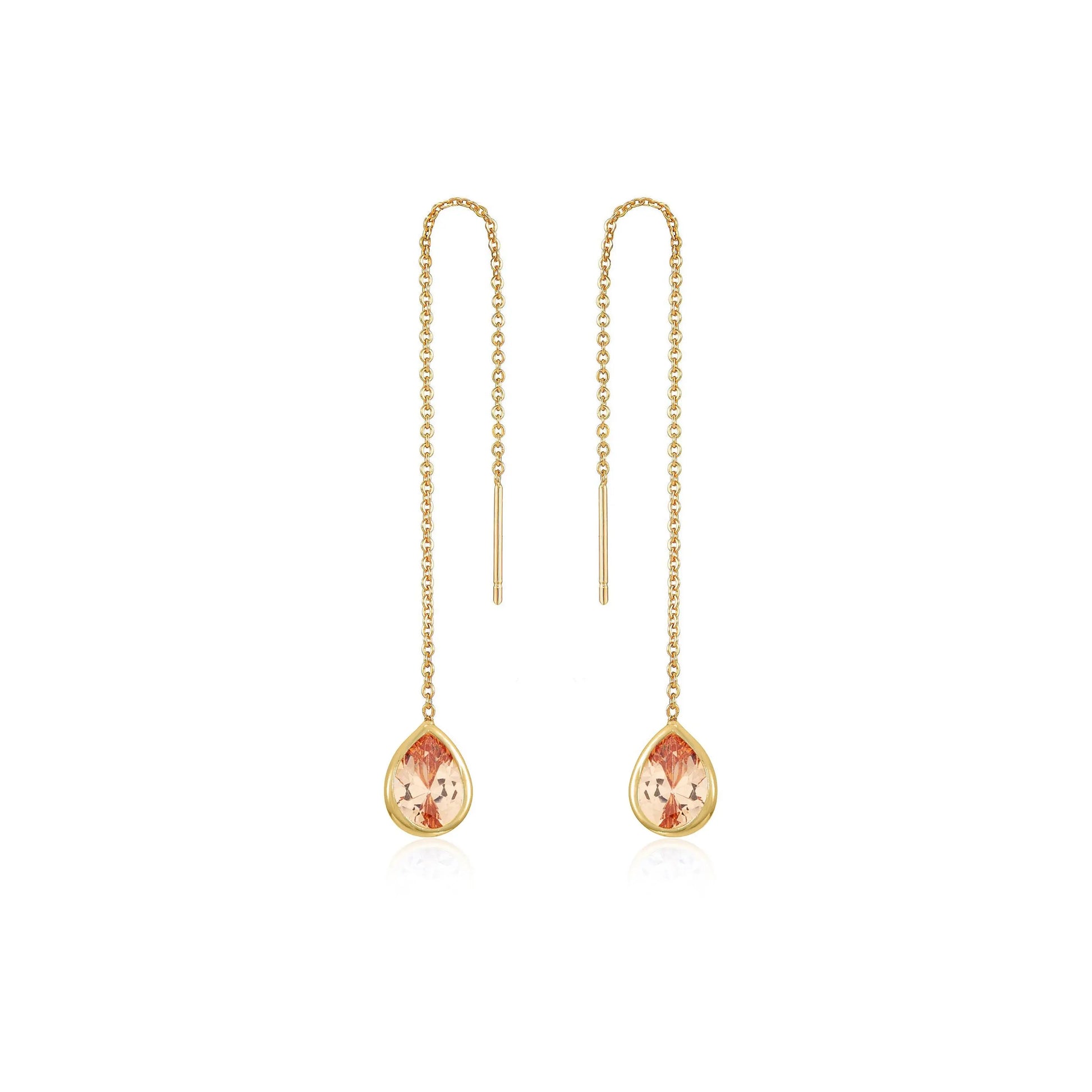 Ettika Barely There Chain and Crystal Dangle Earrings – 18K Gold Plated or Rhodium Threader Earrings with Cubic Zirconia Sparkle