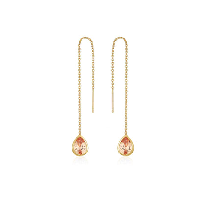 Ettika Barely There Chain and Crystal Dangle Earrings – 18K Gold Plated or Rhodium Threader Earrings with Cubic Zirconia Sparkle