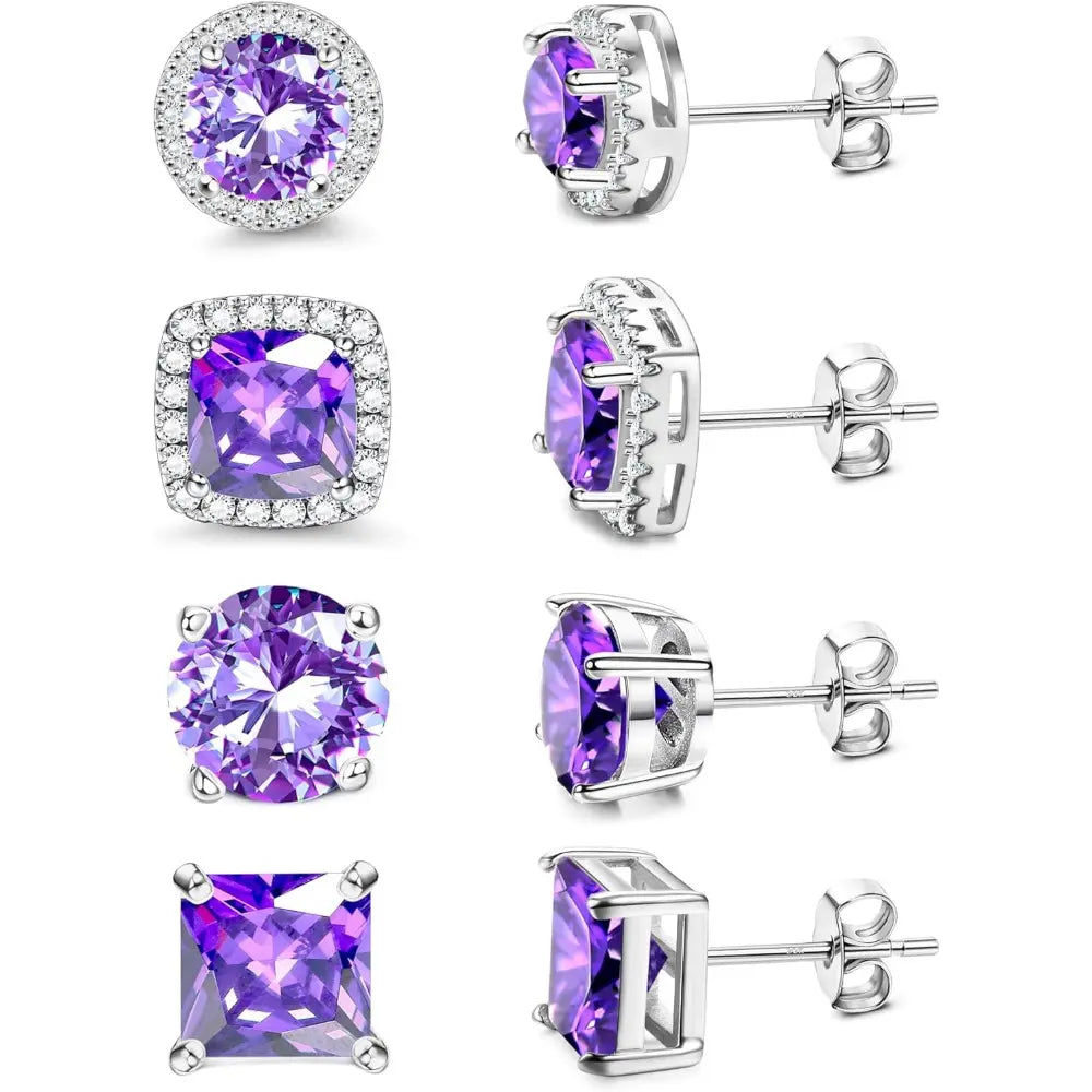 MILACOLATO Cubic Zirconia Stud Earrings Hypoallergenic 925 Sterling Silver Post Earrings Big Brilliant Stud Earrings for Women Men, Men'S Accessories, Gifts for Boyfriend