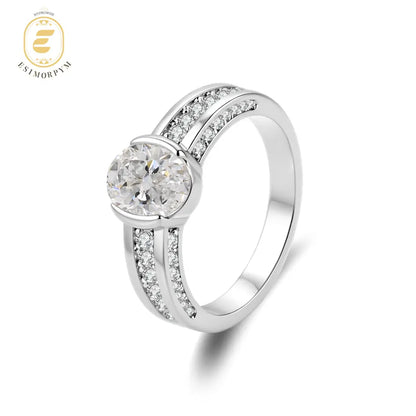 Moissanite 1.5Ct Fortune Glow Oval Ring Wedding Engagement Anniversary Valentine'S Day Romantic Elegant Gift Daily Wear