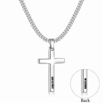 【Men Gifts】Cross Necklace for Men, Silver Tone/Gold Plated Mens Cross Necklaces with 3.5Mm Cuban Chain 16-26 Inch