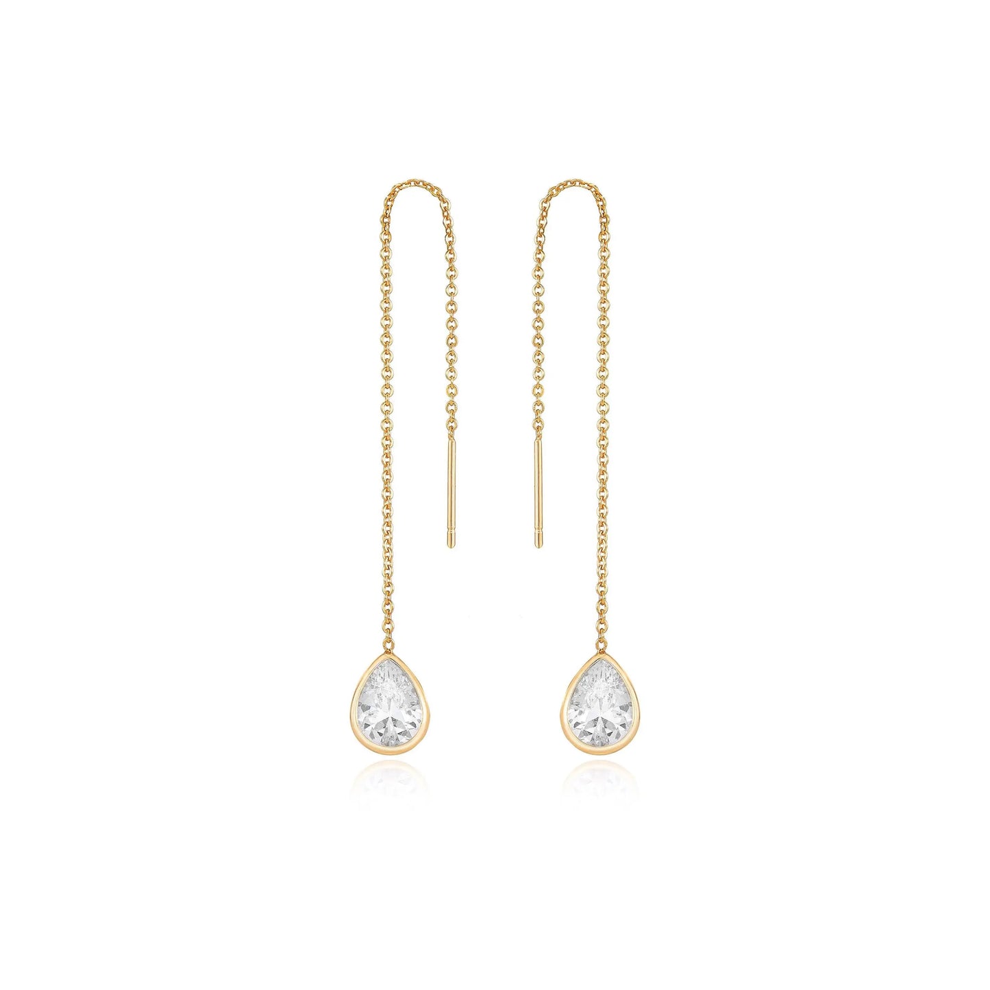 Ettika Barely There Chain and Crystal Dangle Earrings – 18K Gold Plated or Rhodium Threader Earrings with Cubic Zirconia Sparkle