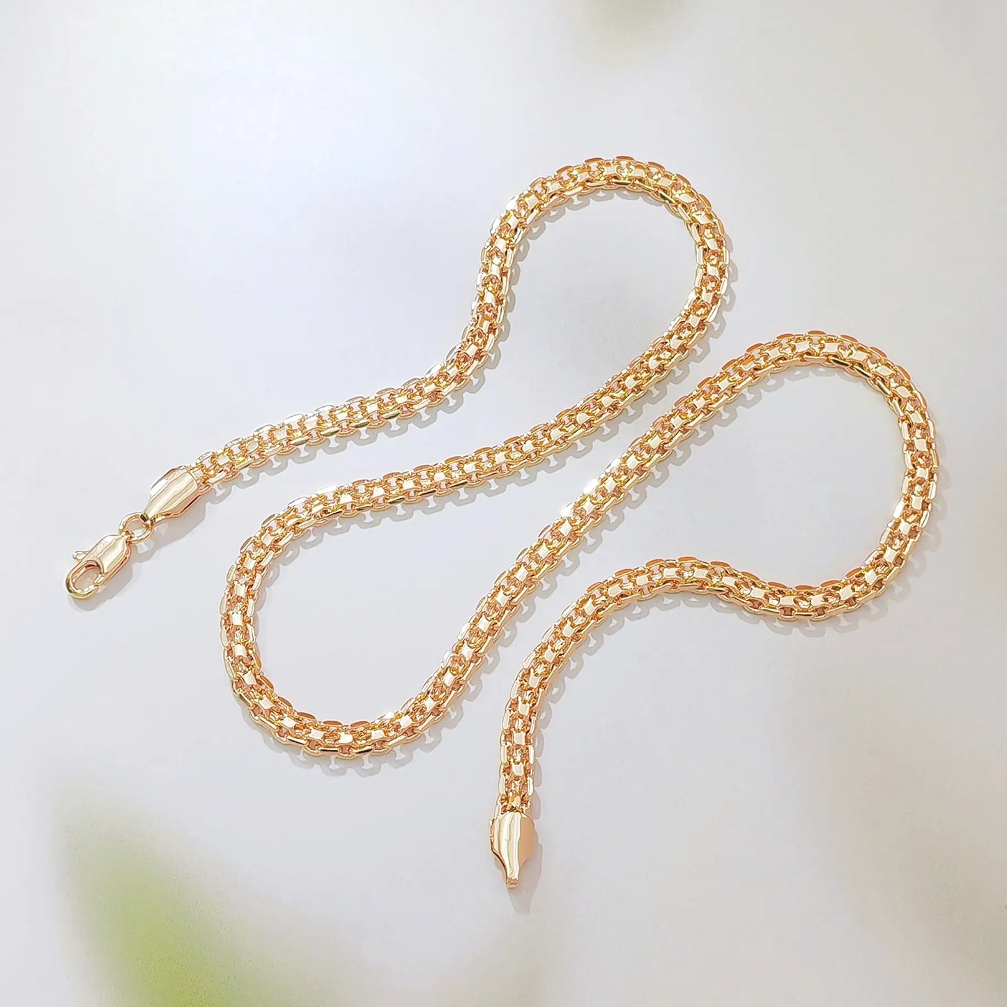14K Gold Plated Byzantine Chain Necklace, Thick Braided Wheat Link Chain, Durable Shiny Gold Chain for Men Women, 23.62Inch Durable Shiny Gold Chain Lobster Clasp Jewelry