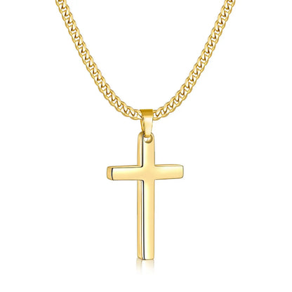 【Men Gifts】Cross Necklace for Men, Silver Tone/Gold Plated Mens Cross Necklaces with 3.5Mm Cuban Chain 16-26 Inch