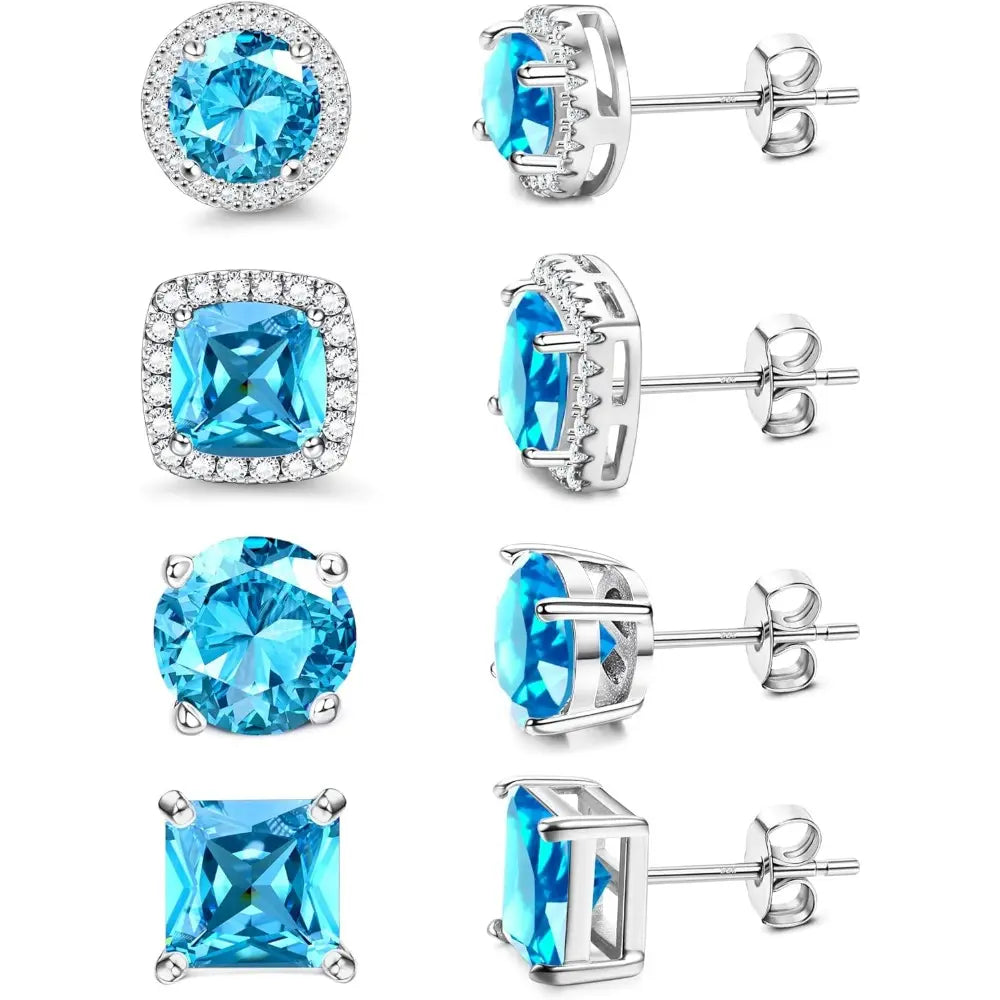 MILACOLATO Cubic Zirconia Stud Earrings Hypoallergenic 925 Sterling Silver Post Earrings Big Brilliant Stud Earrings for Women Men, Men'S Accessories, Gifts for Boyfriend