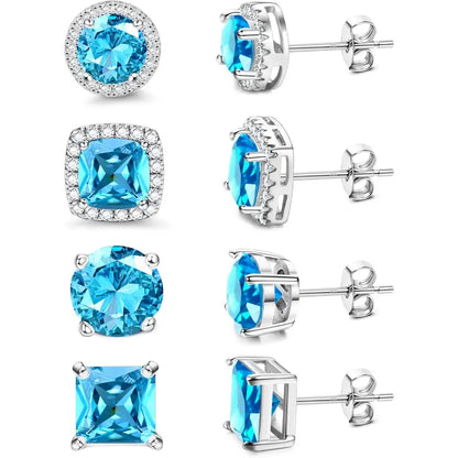 MILACOLATO Cubic Zirconia Stud Earrings Hypoallergenic 925 Sterling Silver Post Earrings Big Brilliant Stud Earrings for Women Men, Men'S Accessories, Gifts for Boyfriend